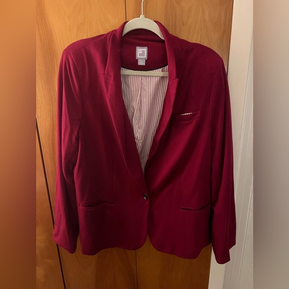 Red blazer with stripe lining size 1x - Picture 1 of 4